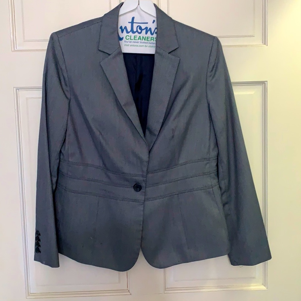 Jones New York Blue Gray Single-Button Blazer